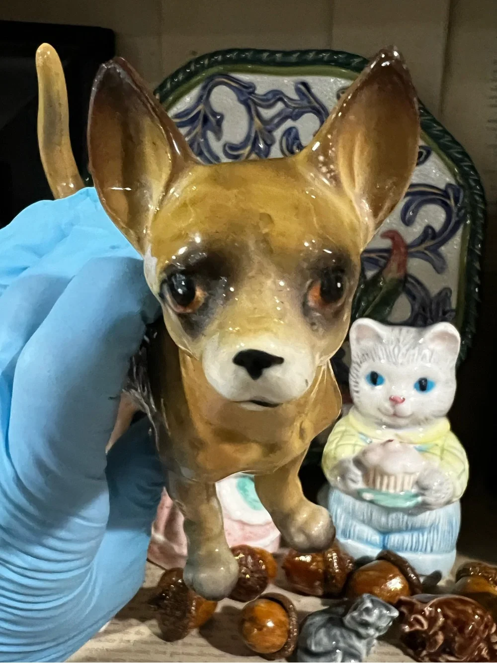 Vintage UCAGCO Japan Chihuahua Dog Figurine Porcelain Ceramic Mid Century